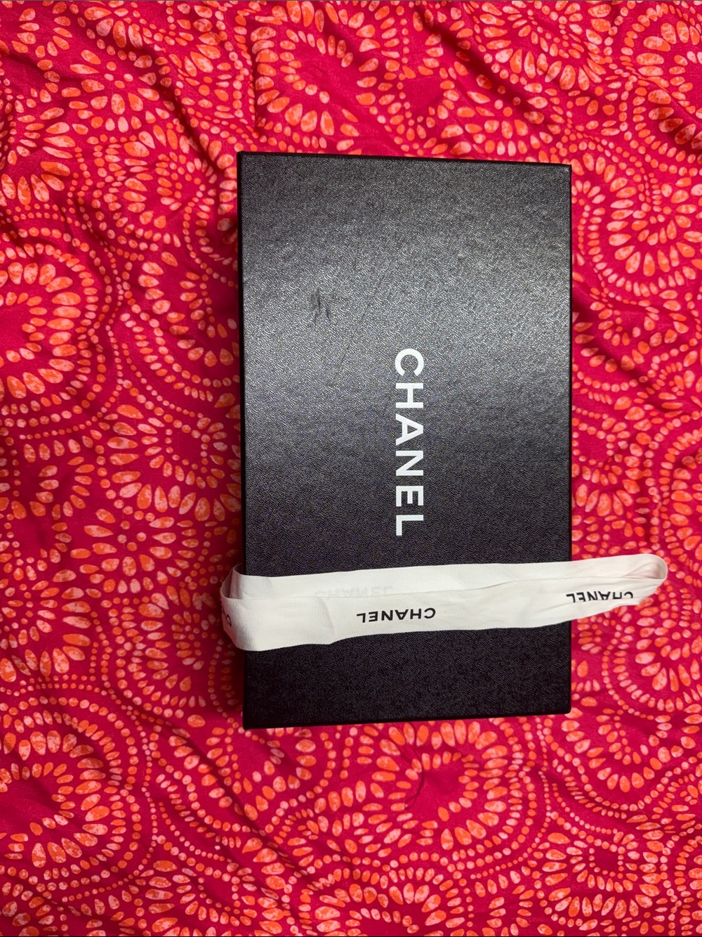 CHANEL Black Box with White Logo and Ribbon